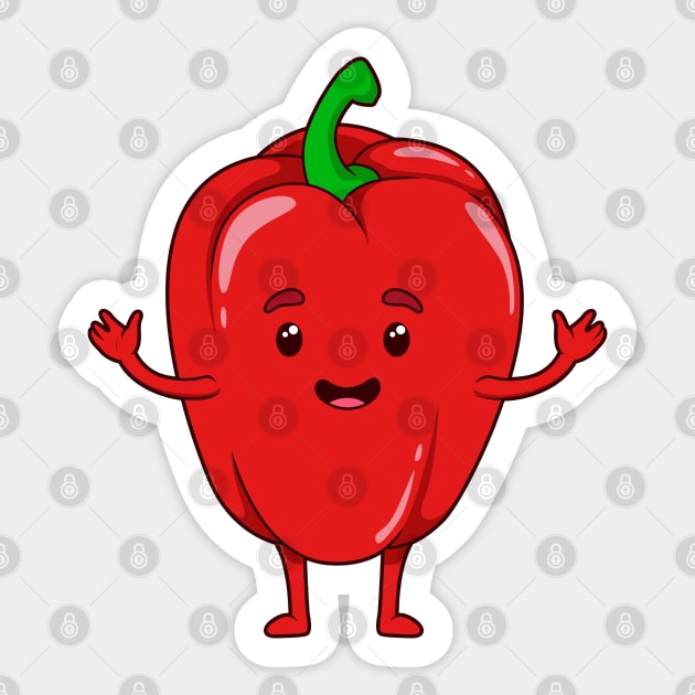 Cartoon Red Pepper Sticker by Modern Medieval Design